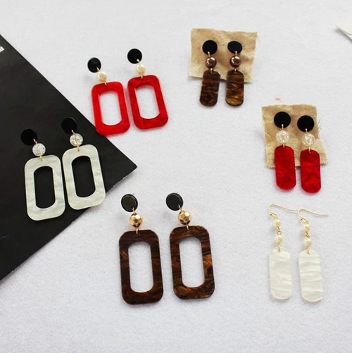 Уксусной Кислоты Серьги Индивидуальность Ретро Жемчужина Красный Коричневый