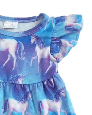 Модный детский костюм для девочек маленькие летающие рукава красочный Рисунок