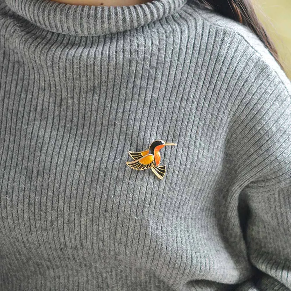 Яркая глазурованная брошь в виде птицы с красным журавлем металлическая