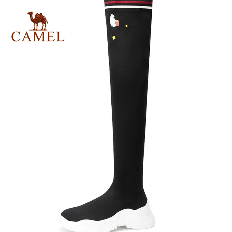 CAMEL/Новинка Модные женские высокие повседневные Сапоги выше колена женская обувь