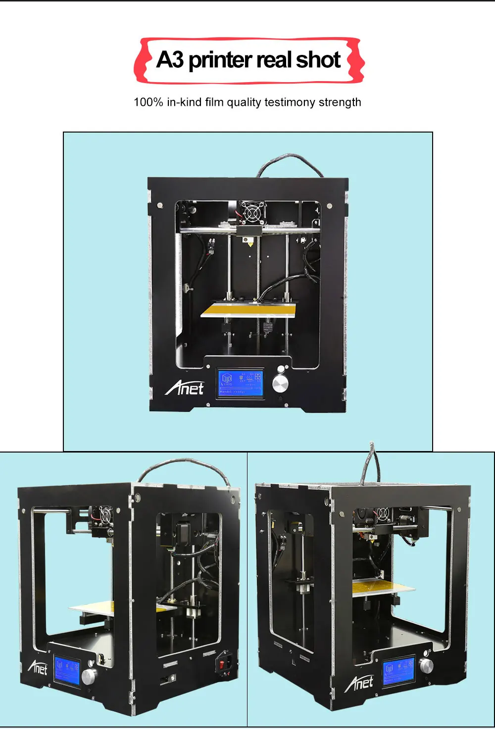 Anet I3 Собранный FDM 3d принтер комплект с 10 м PLA нити Мини Размер 150*150*150* мм новейший полный металлический каркас дешевый 3d Принтер Комплект