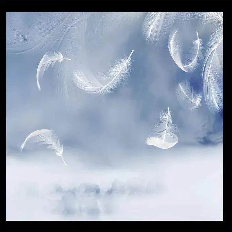HD простой белый фон с перьями профессиональная продукция фотообои фабрики