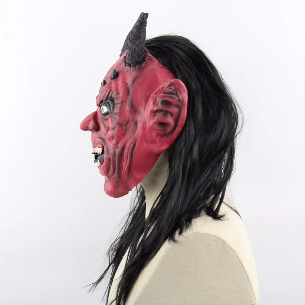 XCOSER сатана дьявол апрель дурак Хэллоуин Маскарадная маска латексная для головы