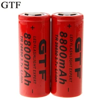 gtf 3 7v 26650 lithium battery 8800mah power light 3 7v rechargeable lithium ion battery for flashlight torch power bank