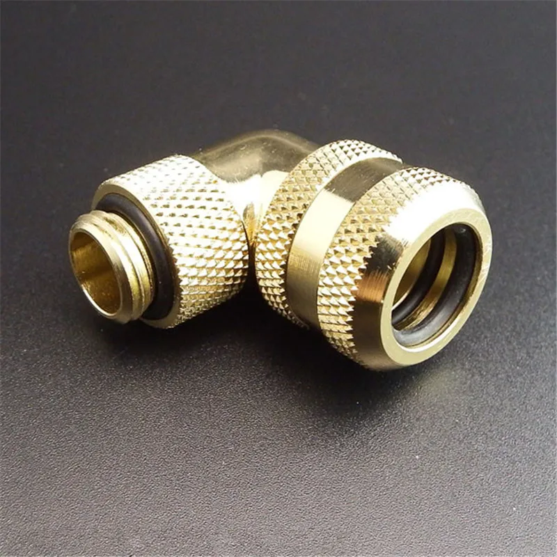 Gold HDC под углом 90 градусов OD14mm Твердые трубки Компрессионный фитинг G1/4 черный/серебристый/белый/золотой - Цвет лезвия: Gold