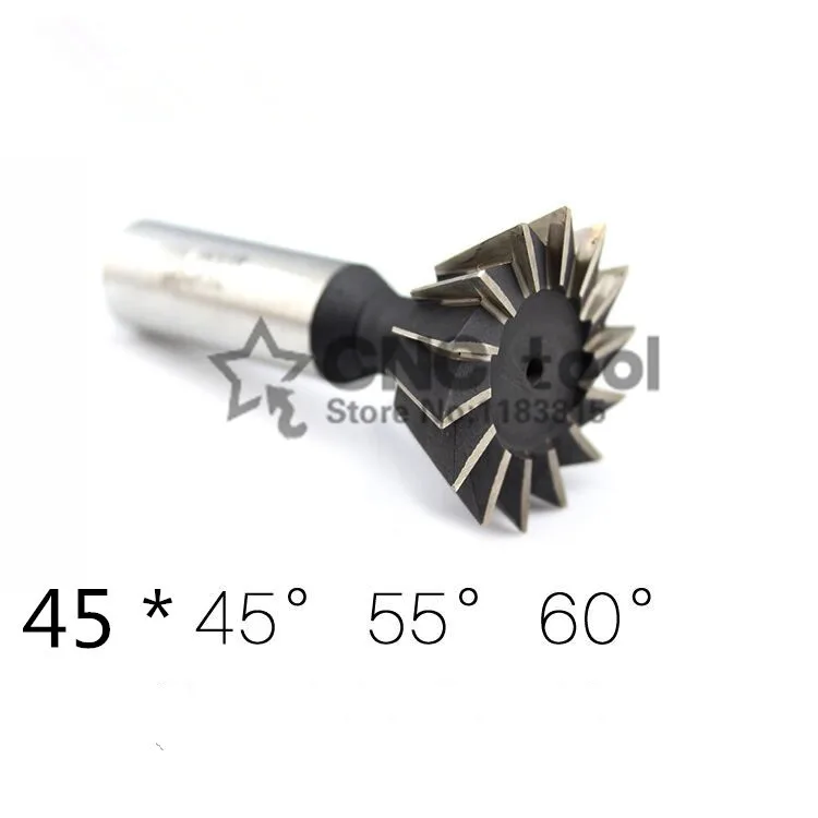 

2PCS 45*45/45*55/45*60 degrees high speed steel straight shank dovetail milling cutter, HSS straight shank milling cutter