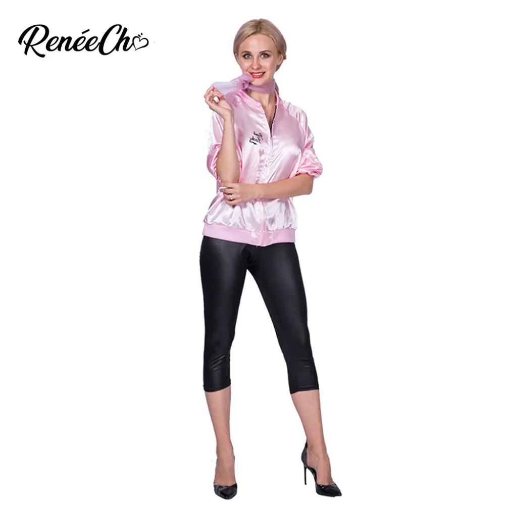 halloween costumes for women 2018 Grease Pink Lady Jacket festa a fantasia adulto feminina coat pants and scarf 3 pieces set