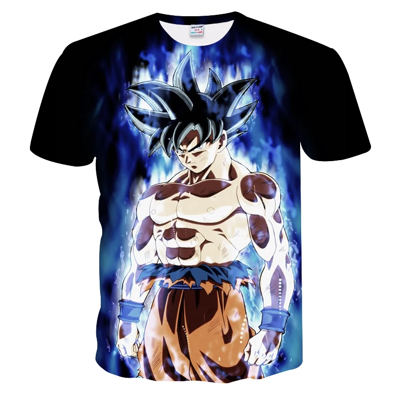 Лето 2018 футболка с драконом Z мужское летнее платье 3D принтом Supeaiyan Goku черная