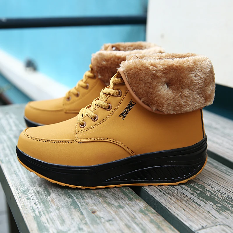 Sooneeya High Top Quality Ankle Boots Women Plush Fur Fashion Short Boot Woman Wedege Creepers Suede Platform Bota Feminina | Обувь