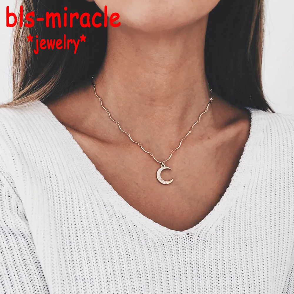 Bls miracle 2018 новые богемные ожерелья для женщин золотого цвета с кристаллами Луна