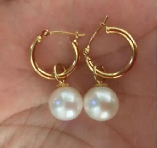 

new 7-8MM AAA PERFECT south sea white round pearl earrings>>girls jades Free shipping