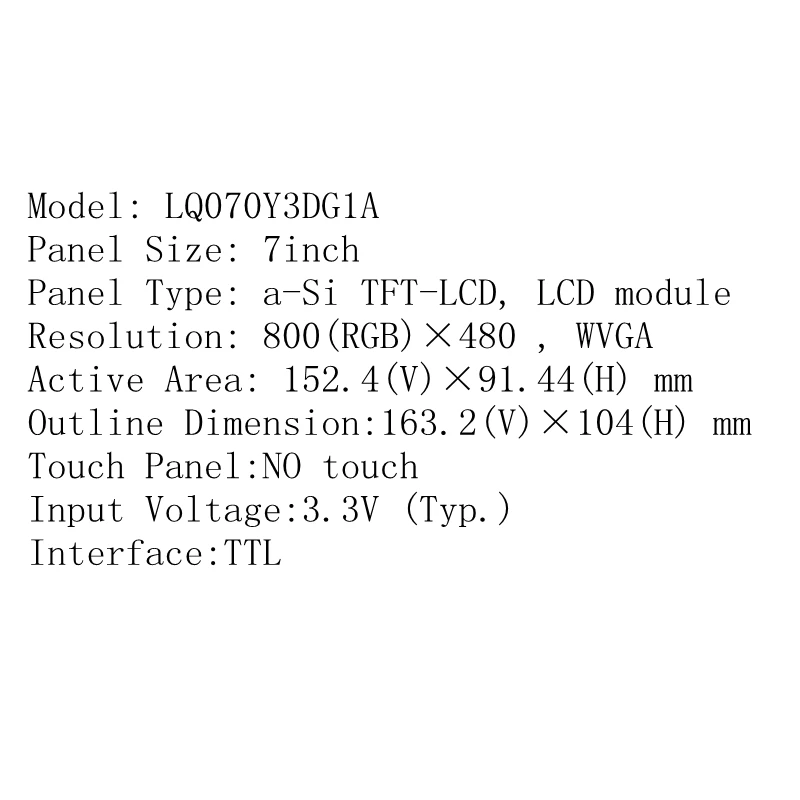

For Sharp 7inch LCD Screen Display Panel LQ070Y3DG1A