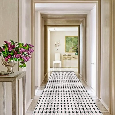 

Else Gray Pink Black Tiles Geometric Lines 3d Print Non Slip Microfiber Washable Long Runner Mats Floor Mat Rugs Hallway Carpets