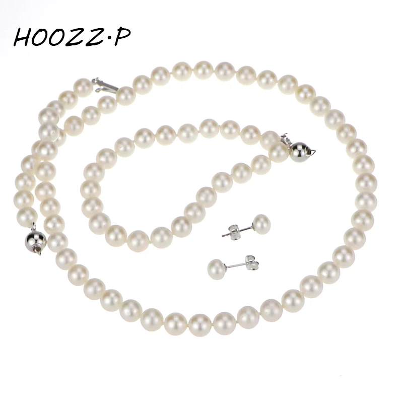 Комплект женских ювелирных изделий из серебра 6 7 мм с белым пресноводным