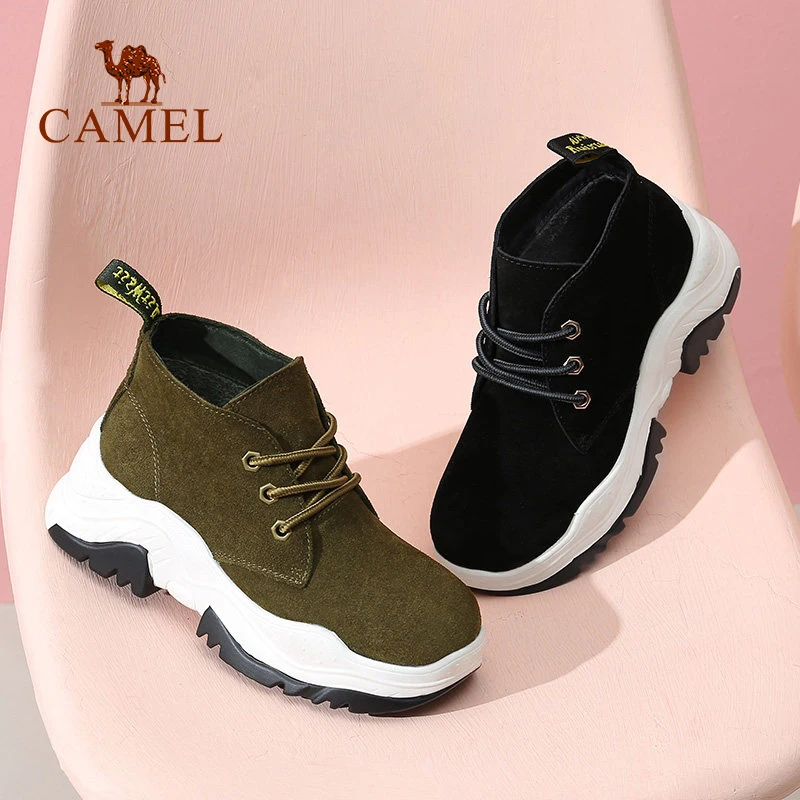 CAMEL High Thick Heel Winter Shoes Women Sneakers Fashion Casual Platform For Ladies Tennis Suede Lace Retro | Обувь