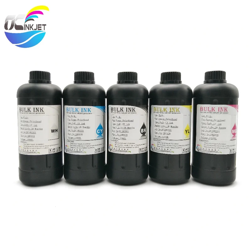 Ocinkjet 1000 мл Светодиодный УФ чернила для Epson 1390 1400 1410 1430 L800 L1800 для DX3 DX4 DX5 DX6 DX7 окружающей среде, печатные головки подходят для твердых и мягких Материал