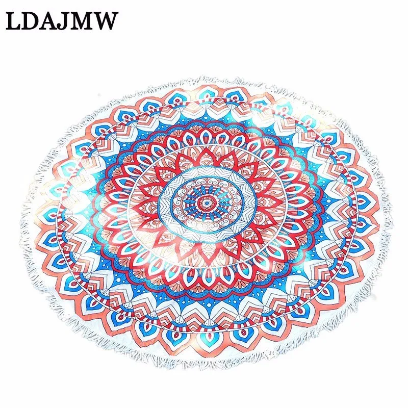 LDAJMW Latest Style Fashion Round Beach Towel With Tassel Microfiber Picnic Blanket Tapestry | Дом и сад