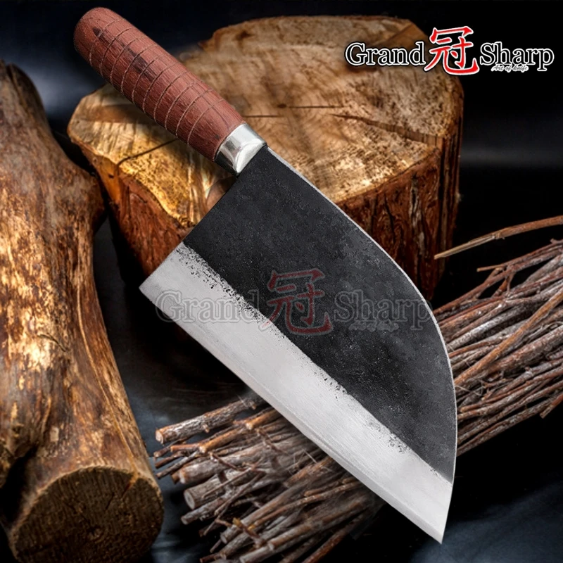 

Традиционный китайский нож мясника, кованый нож шеф-повара из высокоуглеродистой стали, кухонный инструмент для нарезки мяса и овощей, инст...