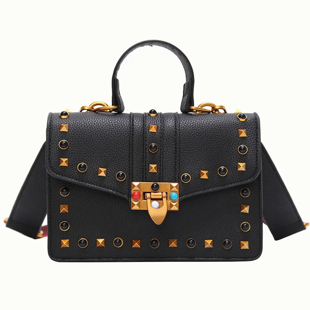 Rivets Women Shoulder Bag Wide flower band Female Causal Totes for Daily Shopping All-Purpose High Quality Dames Handbag | Багаж и сумки