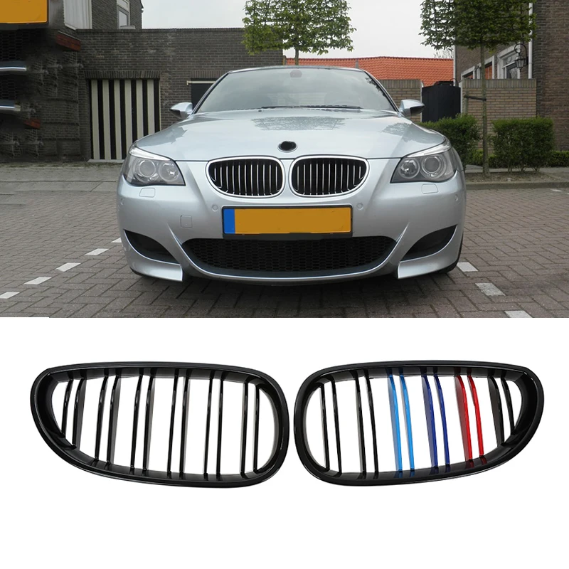 2x глянцевый черный M передний бампер решетка почек для BMW 5 Series 4 дверный E60 03 09