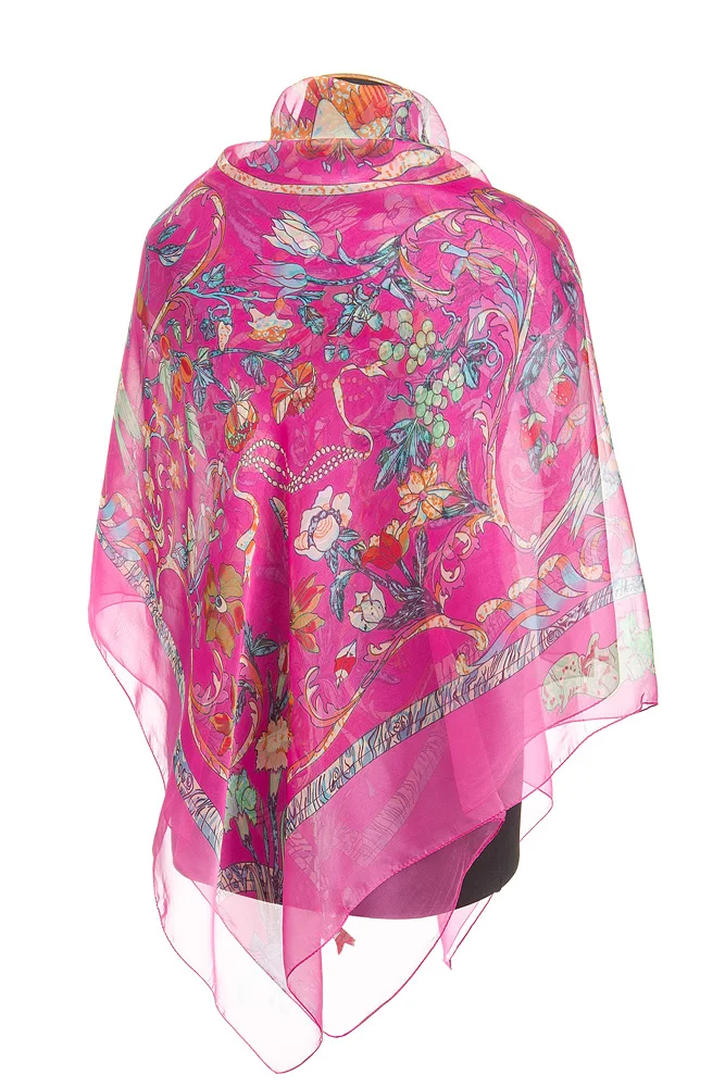 Большой многоцветный платок из шифона Vita Pelle арт. ALRo07FC307/106. Край - американка.