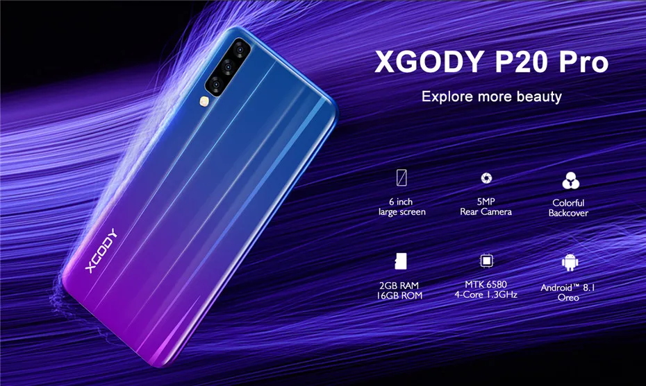 XGODY P20 Pro 3g смартфон " 18:9 полноэкранный Смарт Android 8,1 Celular четырехъядерный 2 ГБ+ 16 Гб 2500 мАч 5Мп камера мобильный телефон gps