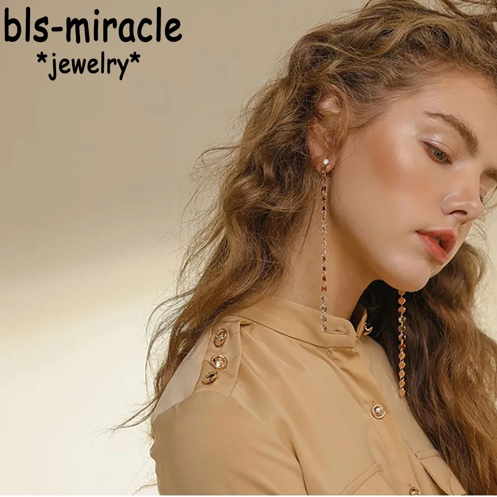 Bls miracle богемные круглые серьги с золотыми кристаллами длинные женские