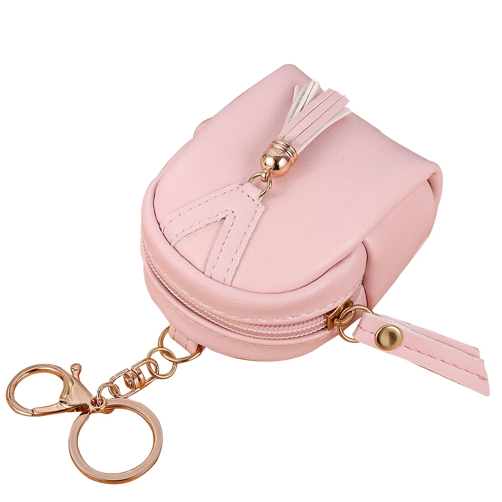 Light Pink Модные женские кисточки на молнии из искусственной кожи квадратный креативный милый мешочек для монет мини брелок с кисточками рюкзак сумка прекрасный подарок - Цвет: Light Pink