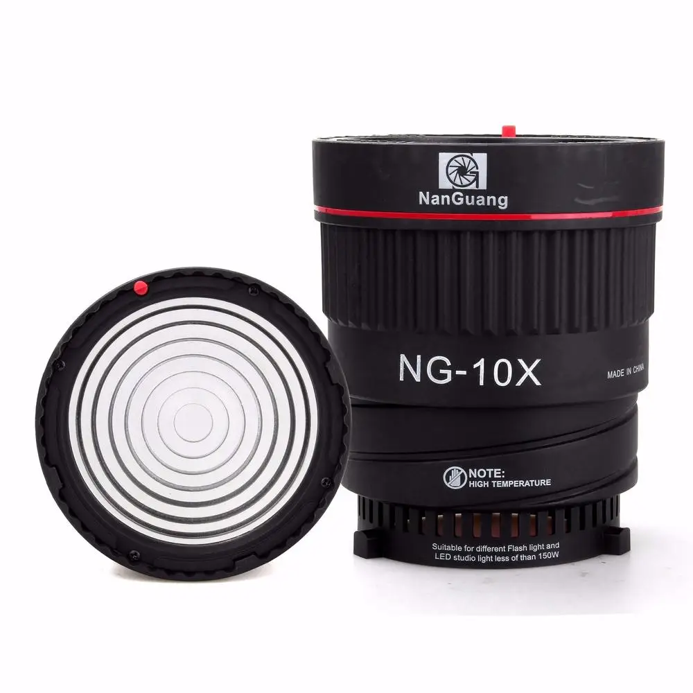 

Nanguang NG-10X Studio Light Focus Lens Bowen Mount For Flash & Led Light With 4 Color Filter