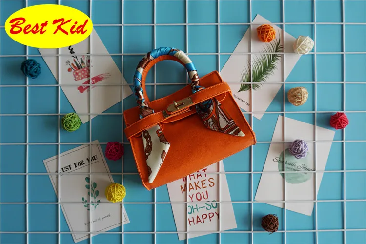 Orange DHL! BestKid стильные сумки с шарфом для малышей милые сумки на плечо детские мини сумки для девочек кошелек SMT004D - Цвет: Orange