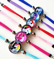 jiangzimei 24pcslot unicorn bracelet lucky horse handmade leather charm bracelets for girl