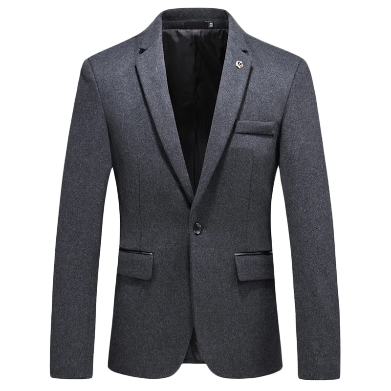 YUNCLOS Новый приталенный мужской костюм Блейзер однотонный серый красный куртка