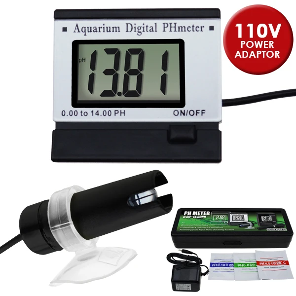 110V Цифровой измеритель PH Монитор ATC 0,00~ 14.00pH w/адаптер питания и 1,5 M Длинный электрод зонд аквариум для гидропоники спа Танк бассейн лаборатория - Цвет: 110V