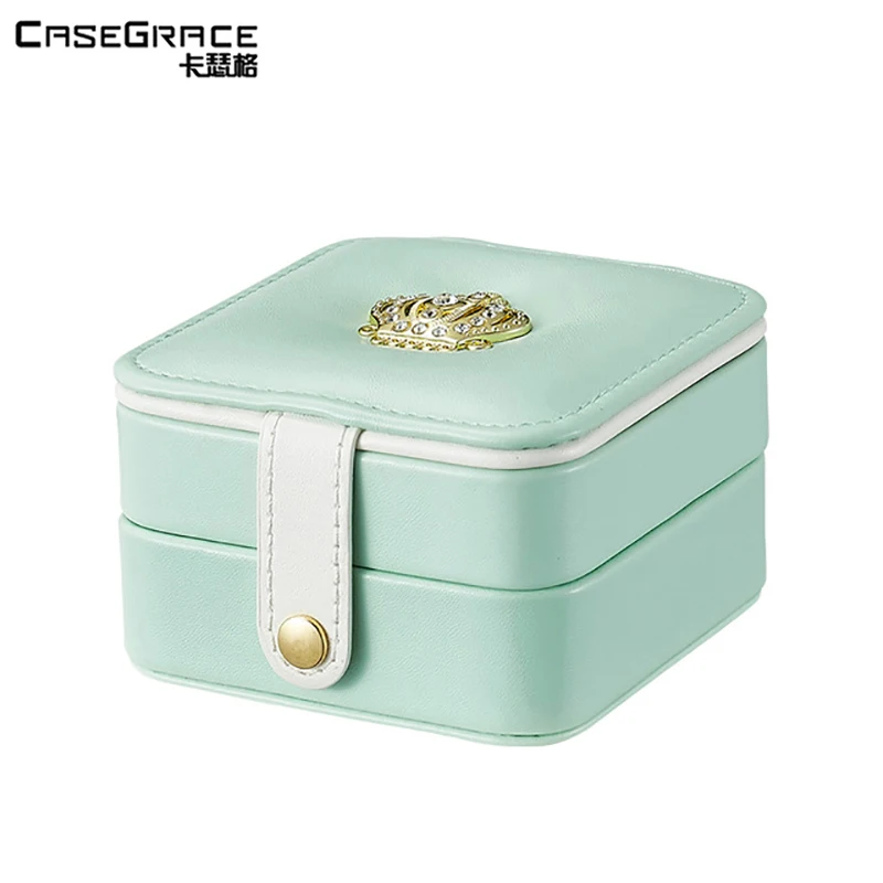 Коробки для хранения украшений Casegrace изысканного дизайна с кожаной отделкой и украшены короной, органайзеры для сережек, колец и браслетов, арт. 01144.