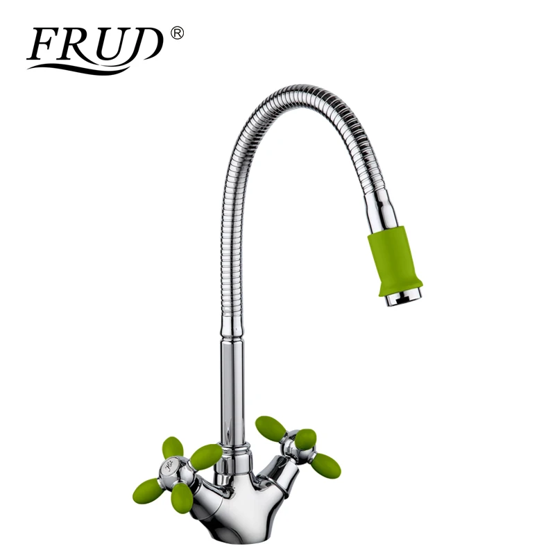FRUD новый зеленый гибкий кухонный кран раковина питьевой Смеситель Однорычажный