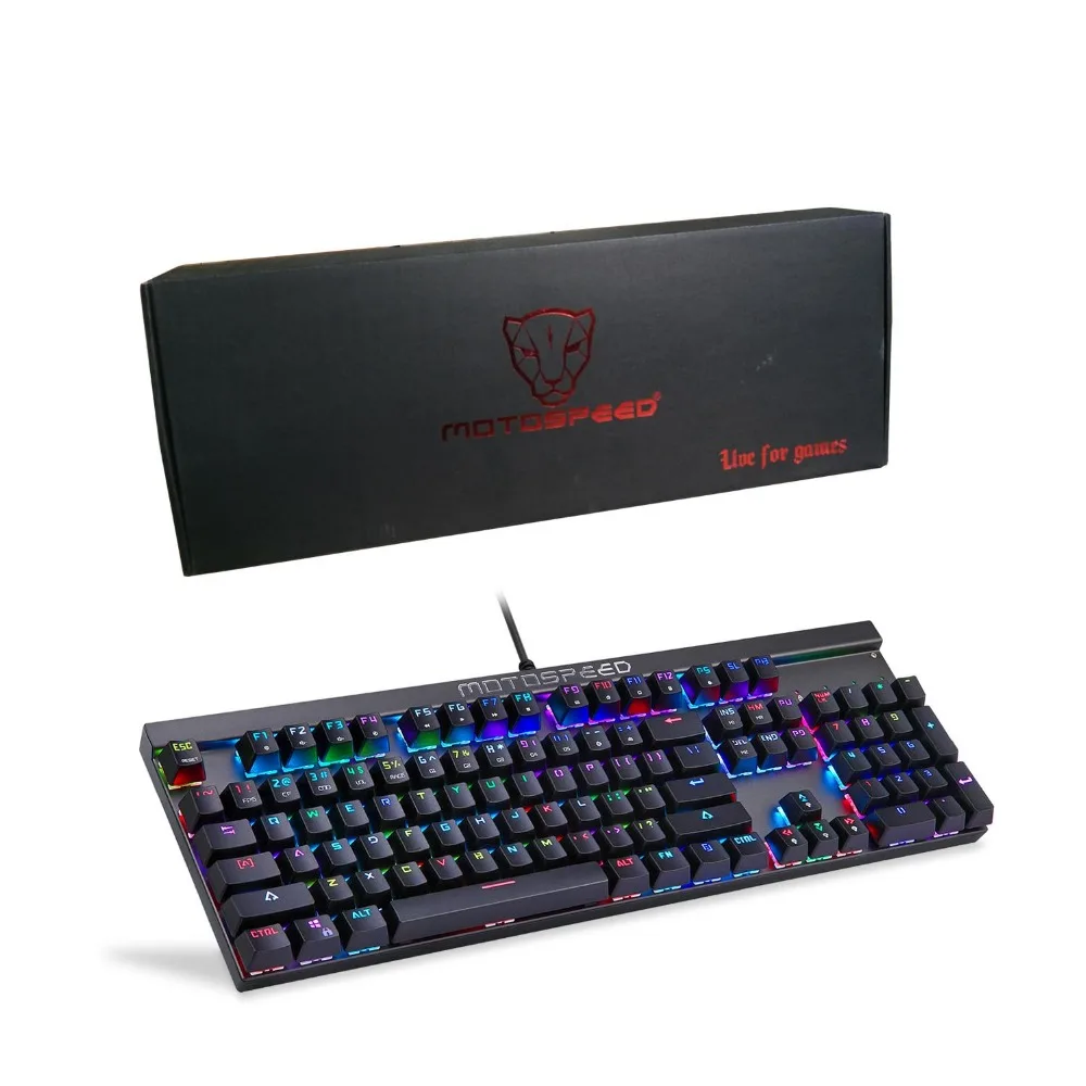 Официальная распродажа! Игровая механическая клавиатура Motospeed CK103 USB 14 режимов RGB