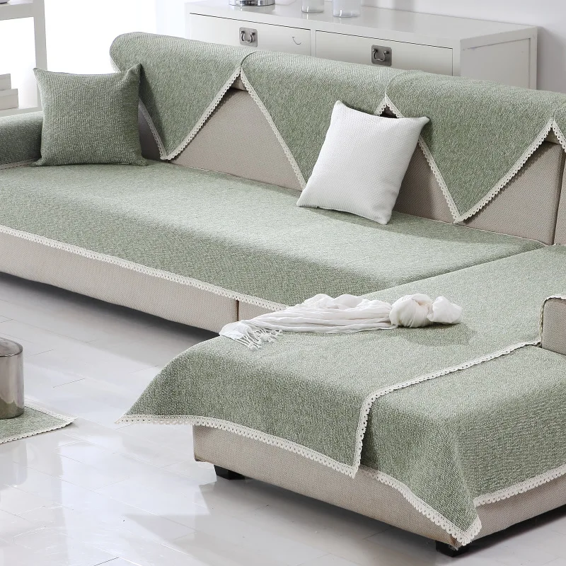 Однотонное хлопковое белье дышащая ткань нескользящий чехол для дивана