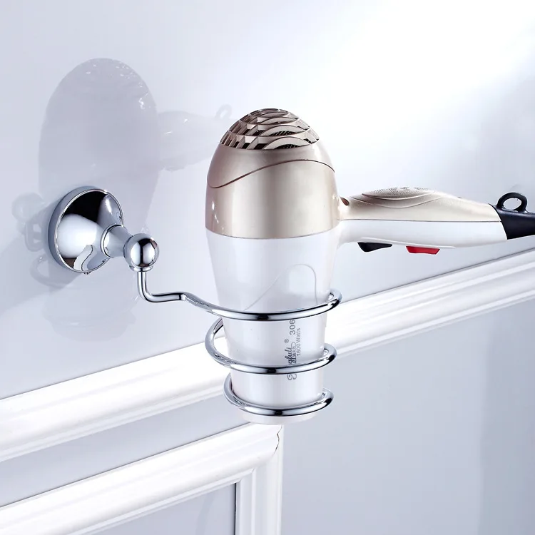 Hair Dryer Holder Современный стиль, полированный хром, аксессуары для ванной комнаты, держатель для туалетной бумаги, вешалка для полотенец, полка, мыльница, душ, аксессуары для ванной, набор - Цвет: Hair Dryer Holder