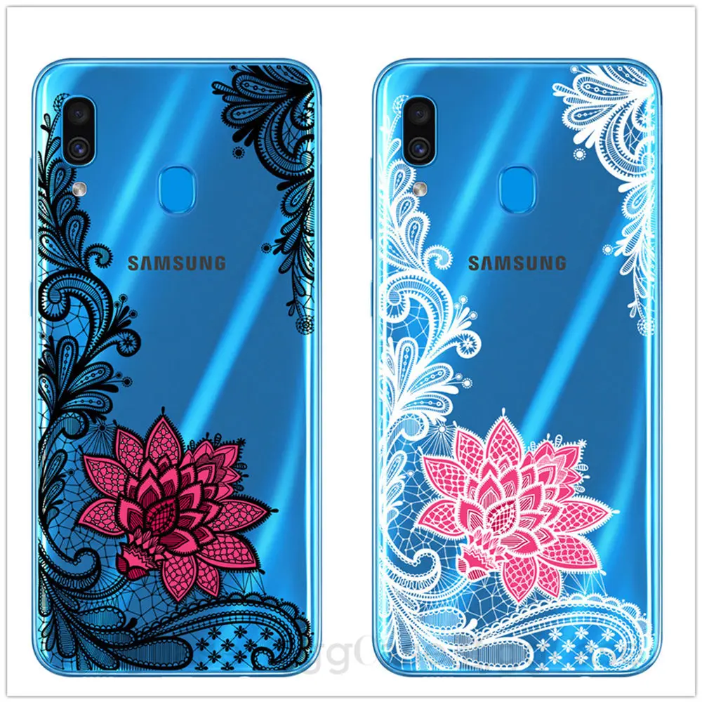 Чехол для телефона Samsung Galaxy A10 A20 A30 A40 A50 A70 M10 M20 M30 с цветочным кружевом мягкий