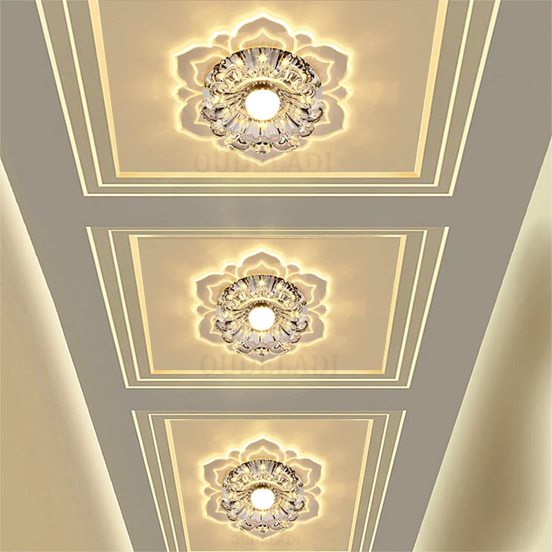 

LED aisle lights flower-shaped crystal spotlights downlights embedded ceiling creative corridor living room bedroom
