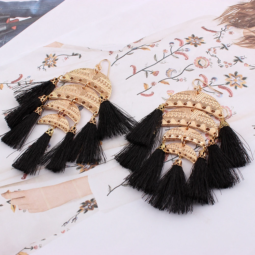 Boho Кисточки из бахромы крюк для люстры мотаться себе Серьги Для женщин Модные