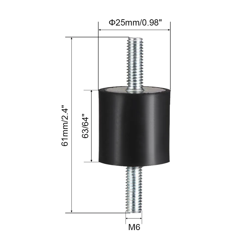 

UXCELL 25x20mm Rubber Mounts Vibration Isolators Shock Absorber with M6/8x18/20mm Studs 63/64"x 63/64" / 1.57"x1.18" Rubber 3pcs