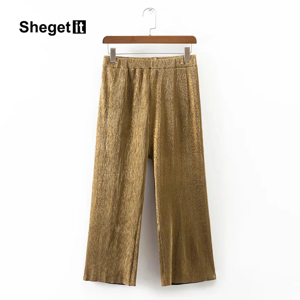 Shegetit Плиссированные Свободные Широкие брюки Для женщин S Брюки для девочек