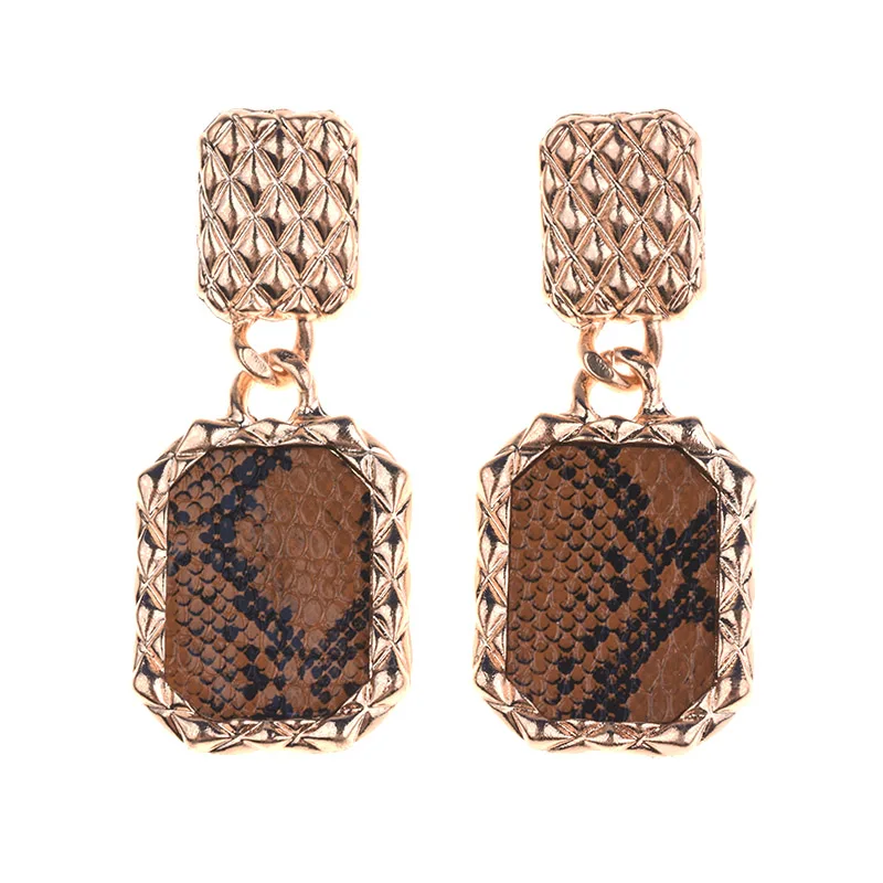Винтажные висячие серьги ZA с леопардовым принтом для женщин большие квадратные