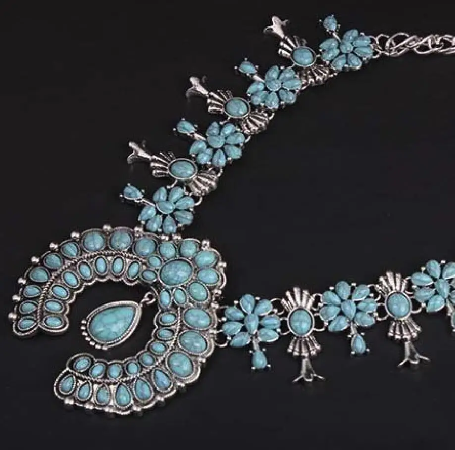 Серебряное ожерелье цветок винтаж Навахо Индийский бисером Zuni инкрустация