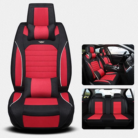 Red Luxury Передние+ задние) роскошные льняные универсальные автомобильные чехлы на сиденья для Honda accord 7 8 9 civic CRV CR-V fit vezel jazz аксессуары - Название цвета: Red Luxury