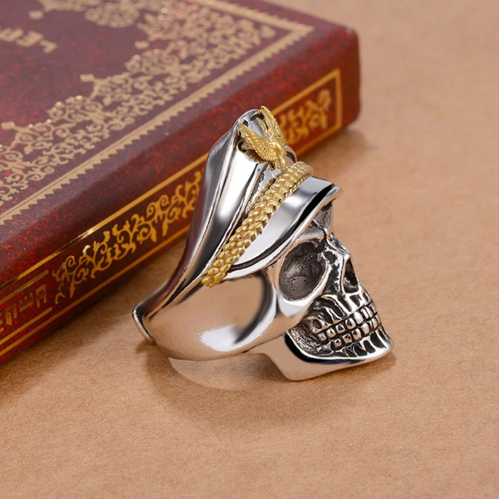 Cool Men Army Officer Eagle Cap Skull Wide Band Finger Ring Vintage Jewelry Gift | Украшения и аксессуары