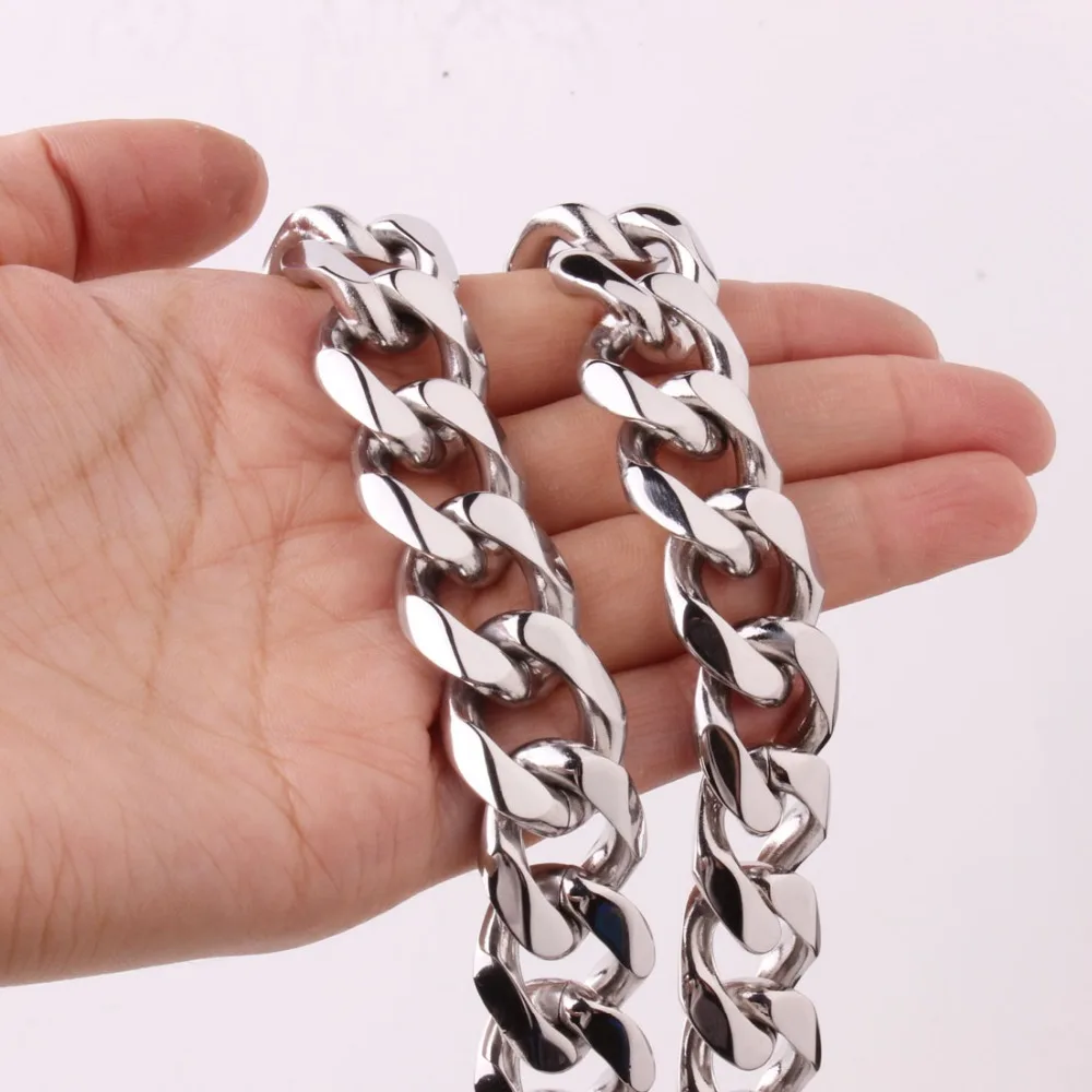 

5/8/10/12/15/17/19MM Trendy 316L Stainless Steel Cuban Curb Chain Men's Fashion Jewelry Necklace Or Bracelet 7"-40" New