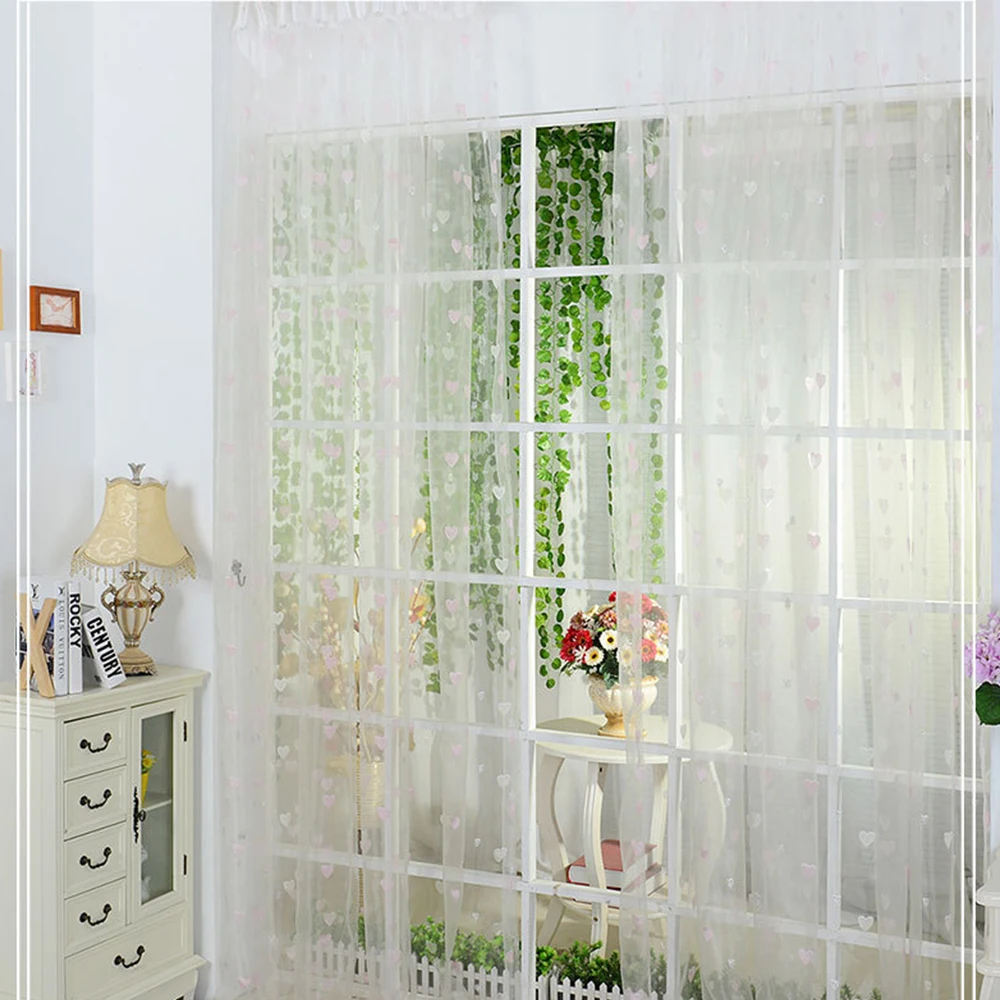 1 пара (2 панели) 100x200 см полиэстер металлическое сердце серебряная печать вуаль