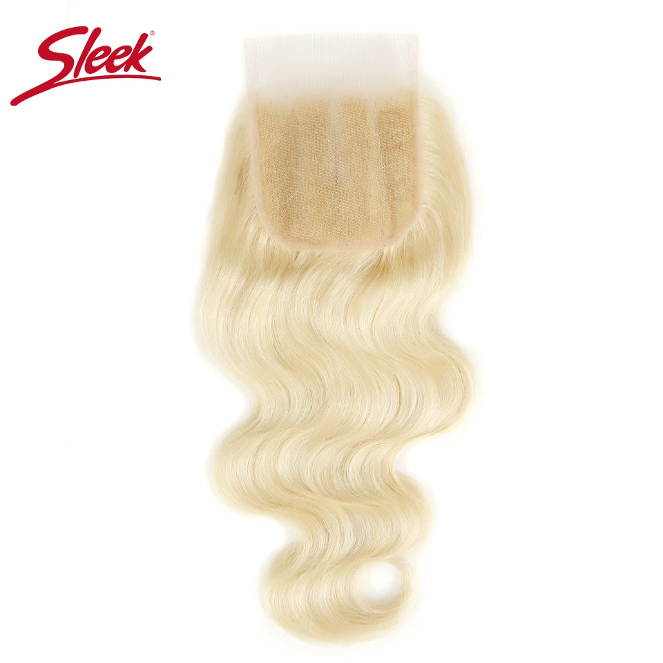 Sleek волосы Remy, блонд, 613 4 цвета X4 закрытием кружева /средний/три части бразильские человеческие волосы волнистые человеческие волосы швейцарская шнуровка